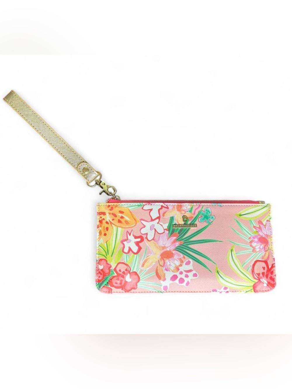 Spartina 449 Retreat East West Wristlet in pink flamingo floral print